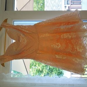 Peach Short Formal Lace Dress